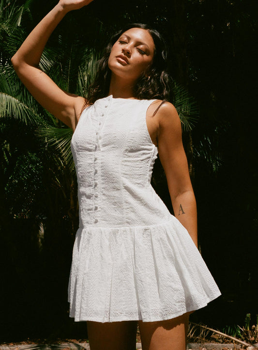 Sweeter Places Embroidered Mini Dress White Petite