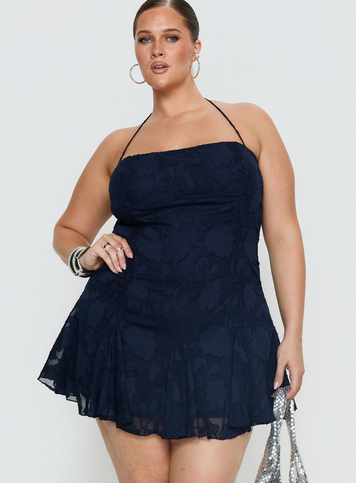 Delamere Mini Dress Navy Burnout Curve