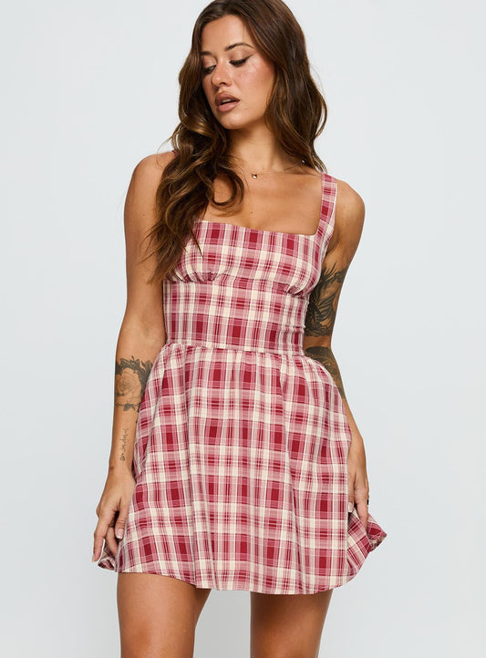 Ofeliah Mini Dress Red Check