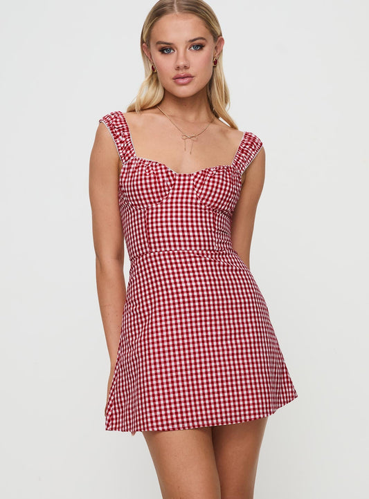 Faubert Mini Dress Red Gingham