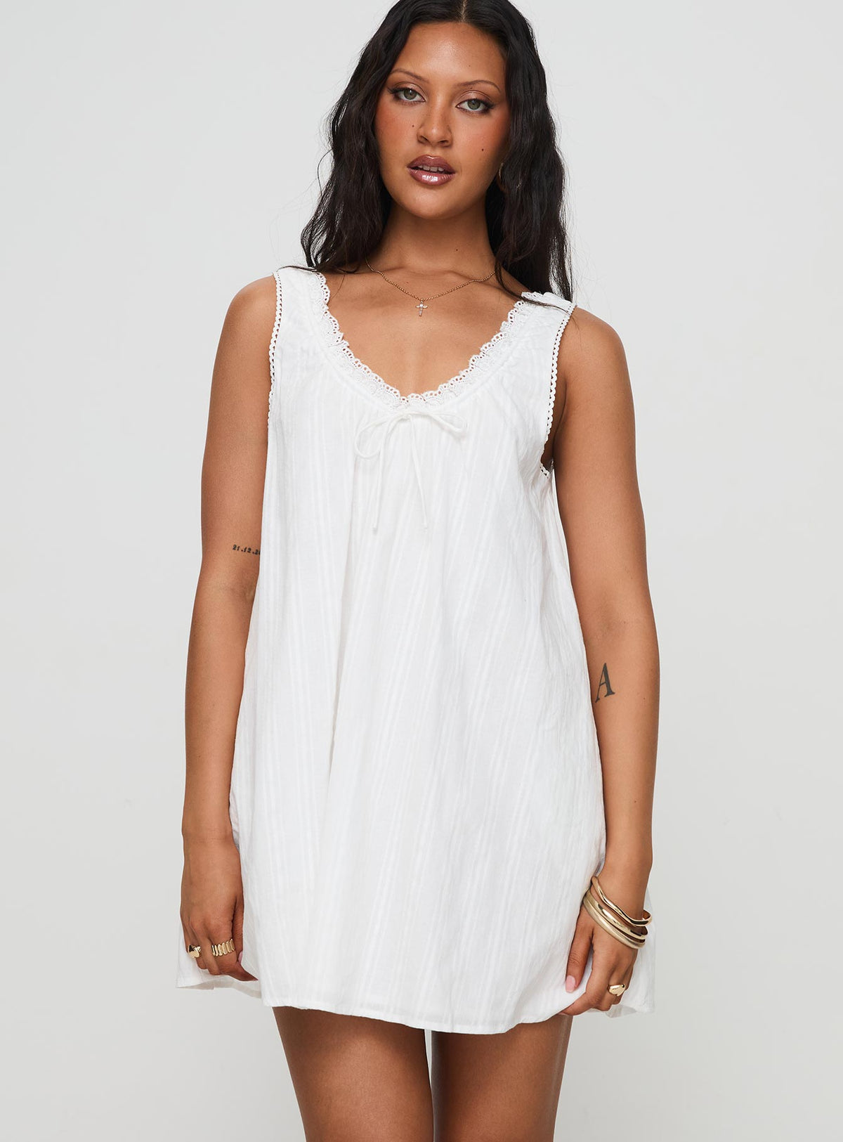 Antiquity Swing Mini Dress White Petite