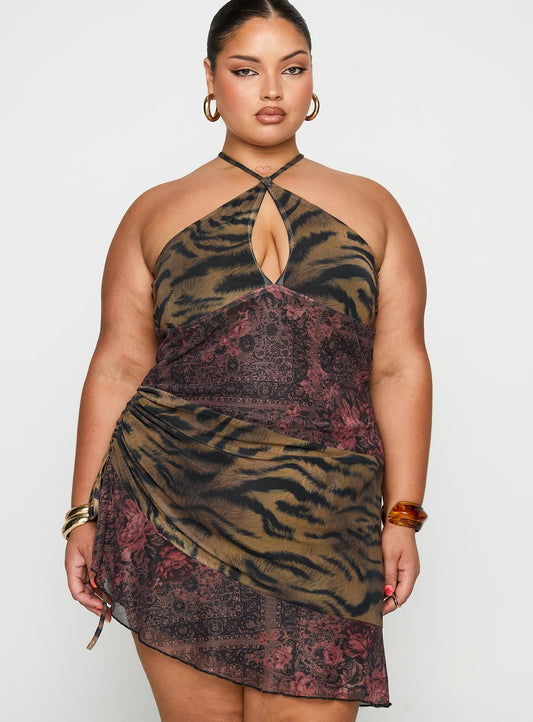 Syrefena Halter Mini Dress Multi Curve