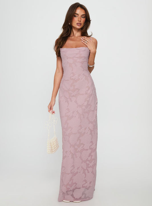 Celena Maxi Dress Light Pink Burnout