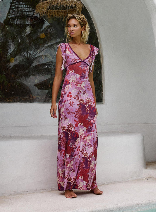 Soleila Maxi Dress Purple Multi Petite