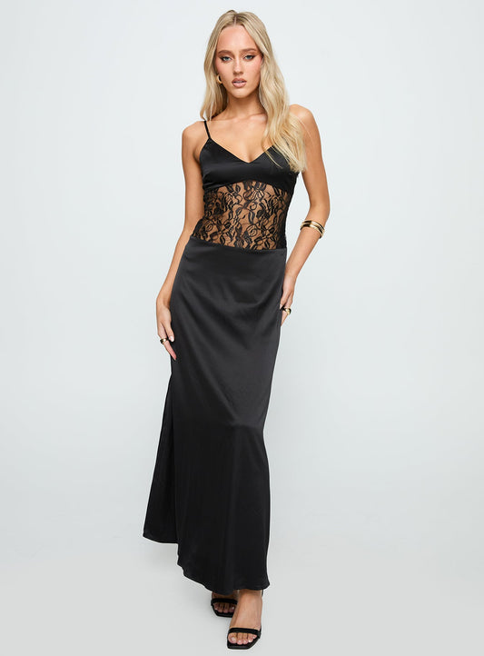 Captivate Lace Maxi Dress Black