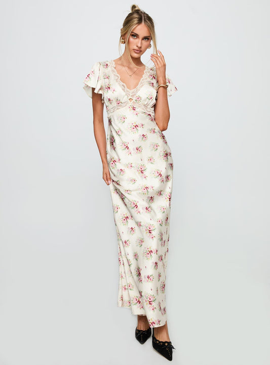 Miraselle Maxi Dress Cream Floral