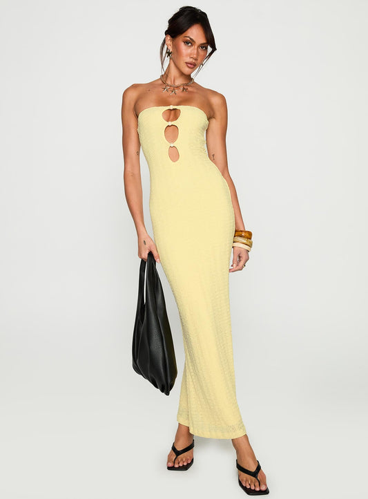 Saijana Strapless Maxi Dress Lemon