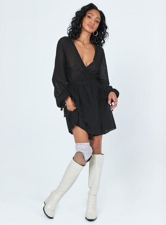 Chiara Long Sleeve Mini Dress Black