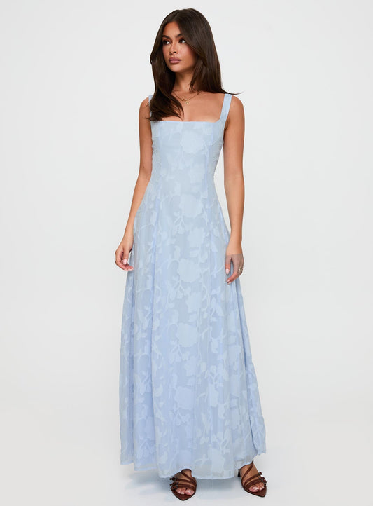Margaux Burnout Maxi Dress Blue