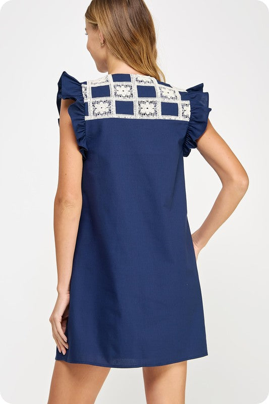 The Tessa Crochet Linen Mini Dress