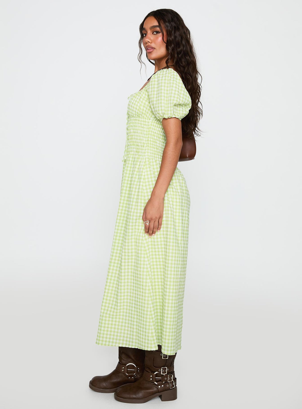 More Than Butterflies Maxi Dress Green Check