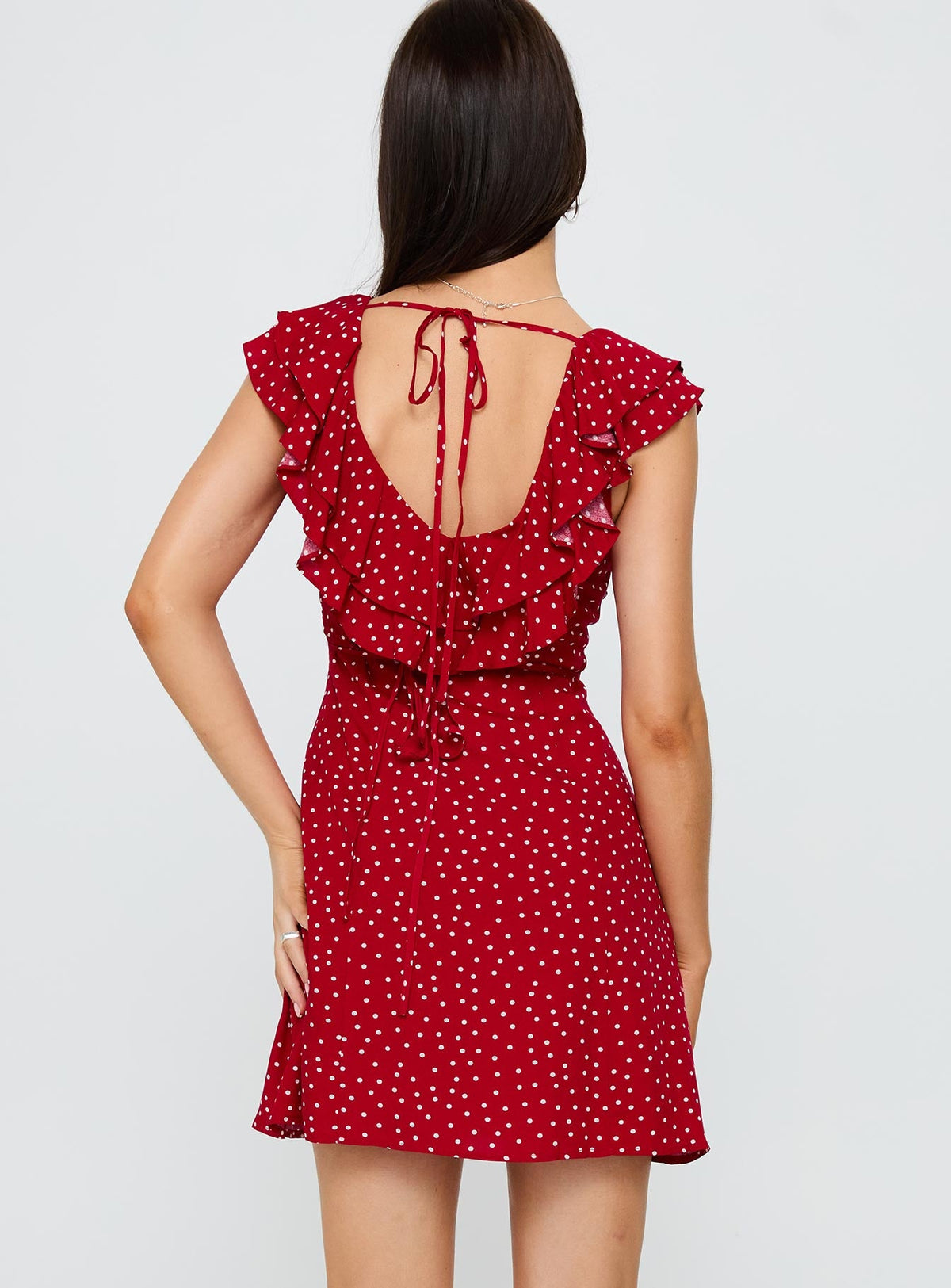 Cherry Schnapps Flutter Mini Dress Red Polka