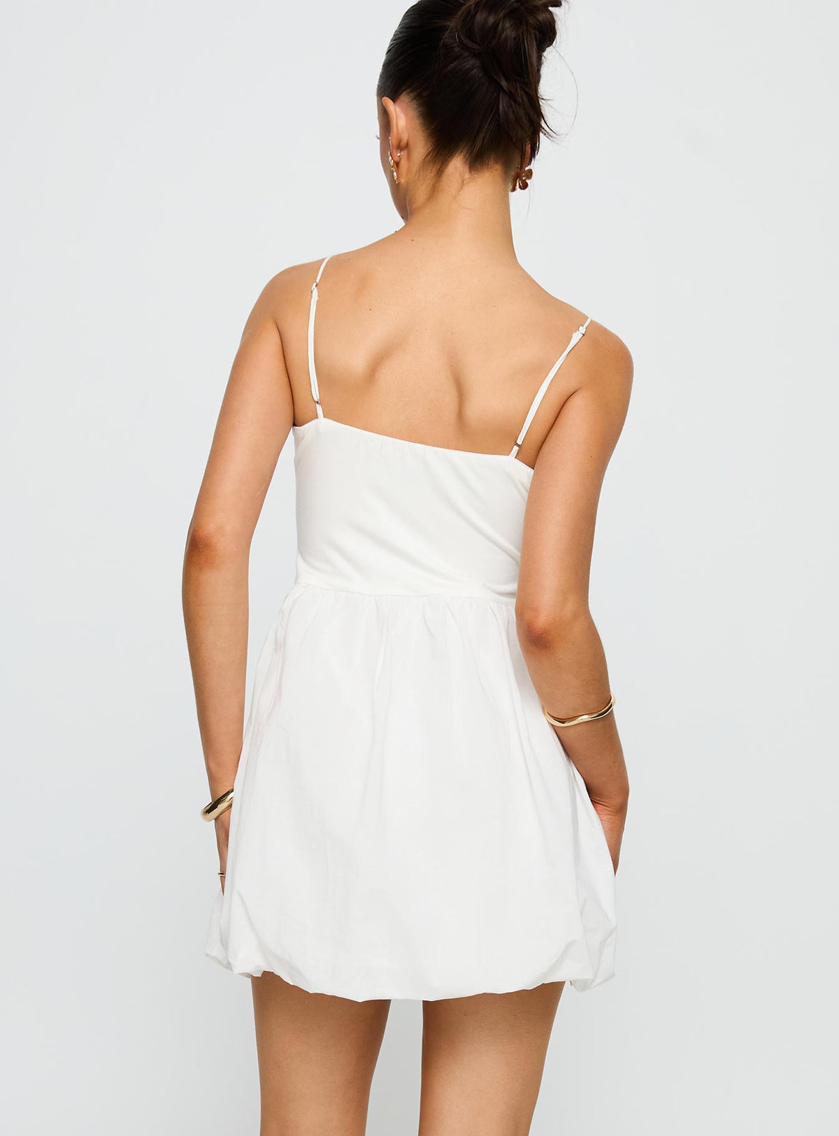 Vista Amora Bubble Hem Mini Dress White