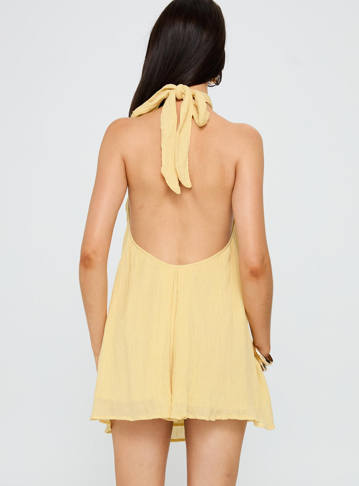 Kaiko Halter Mini Dress Yellow