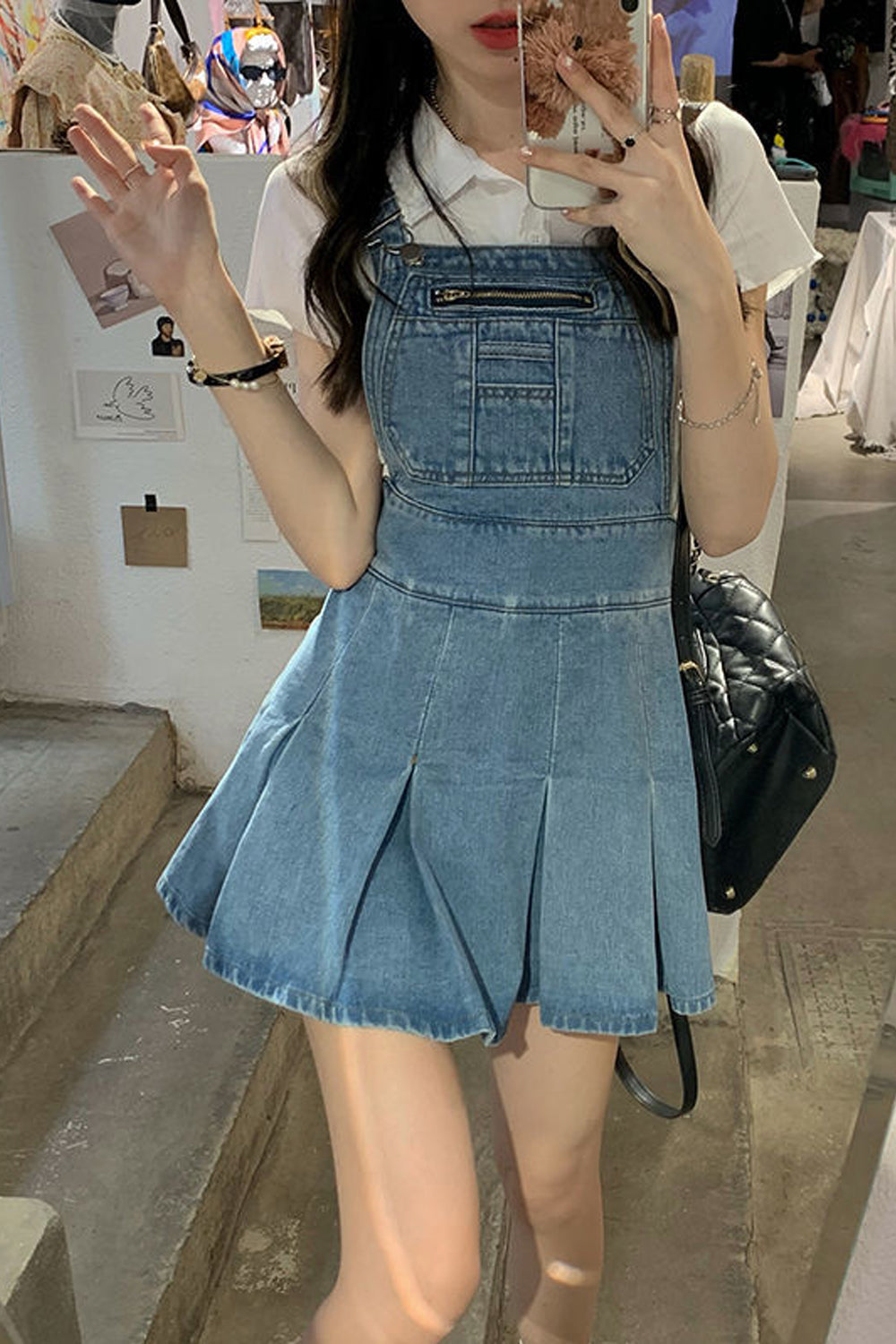 Sexy Cute Folds Denim Mini Dress