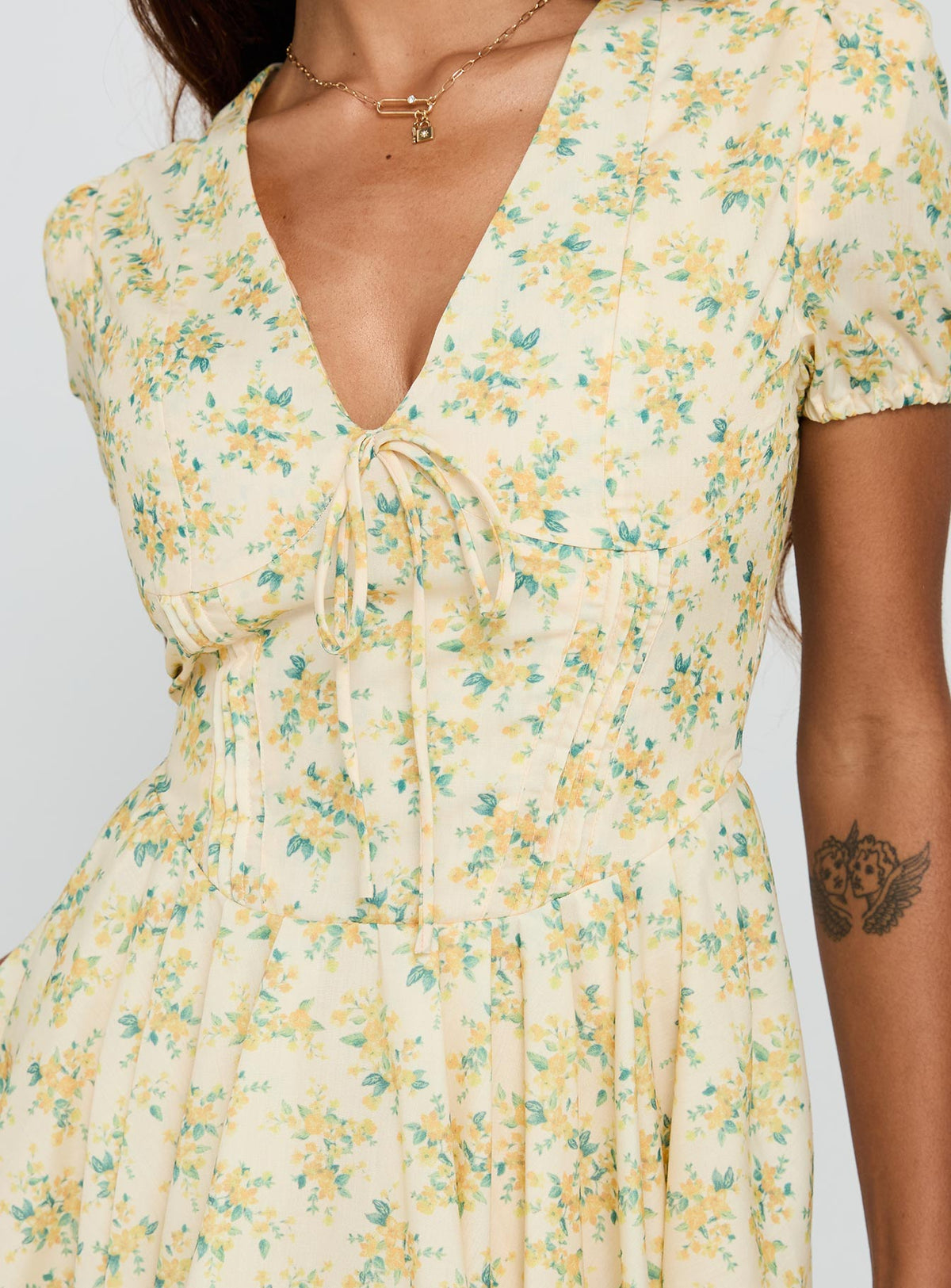Ethelyn Mini Dress Yellow Floral