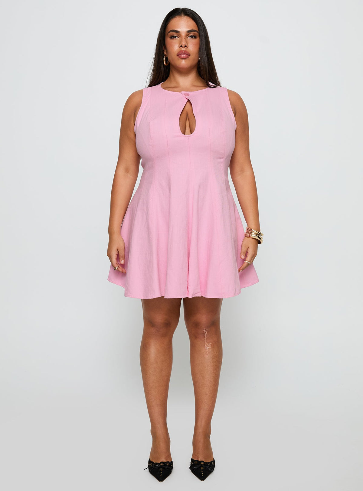 Precedence Keyhole Mini Dress Pink Curve