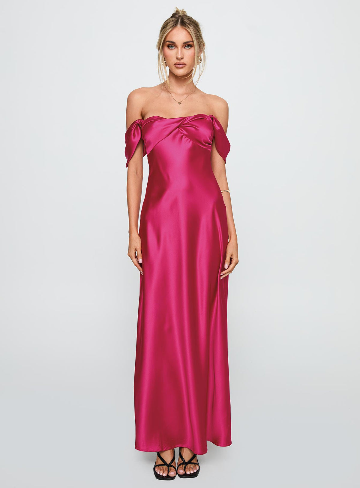 Live For You Off The Shoulder Maxi Dress Hot Pink