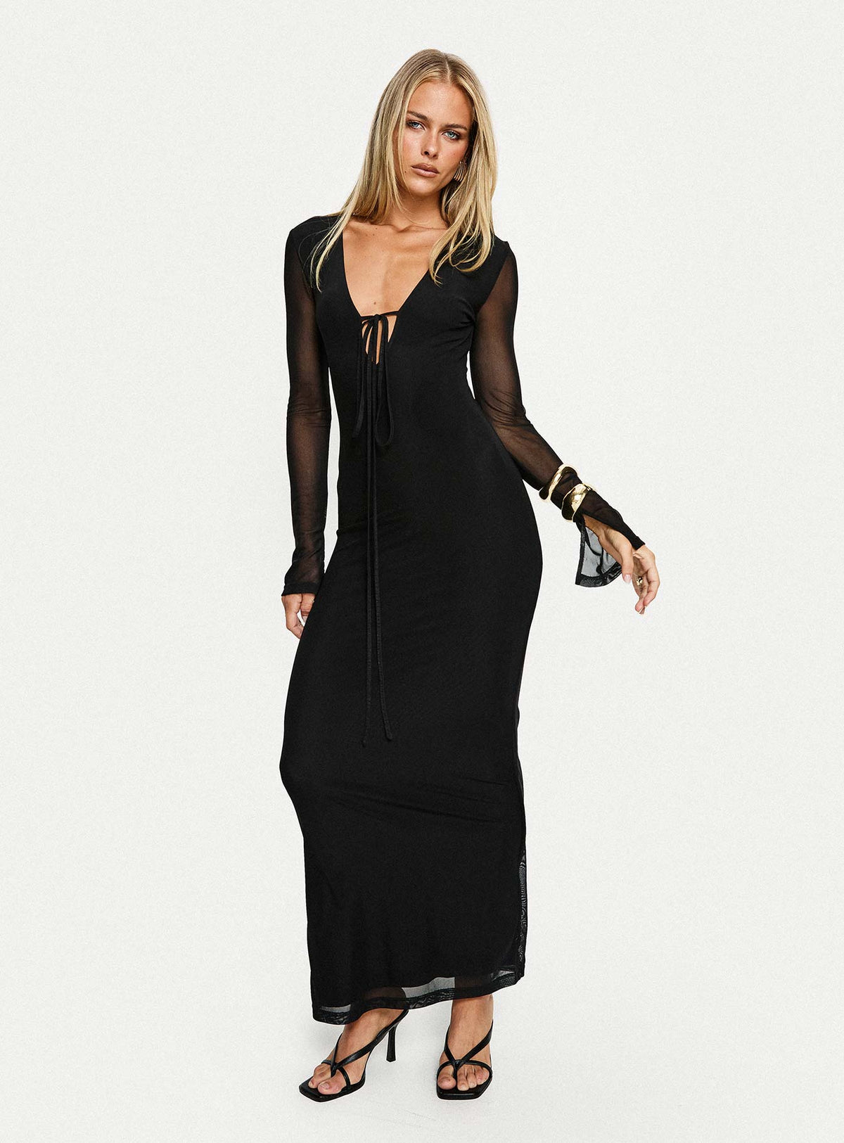 Ariadna Cut Out Long Sleeve Maxi Dress Black