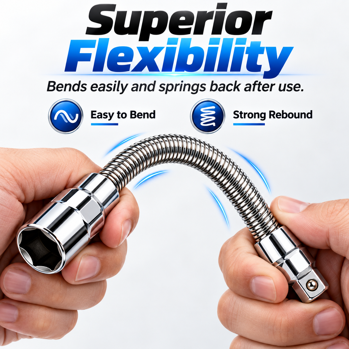 Flexible Socket Extension Set 1/4" 3/8" 1/2" Drive Bendable Spring Shaft Extender