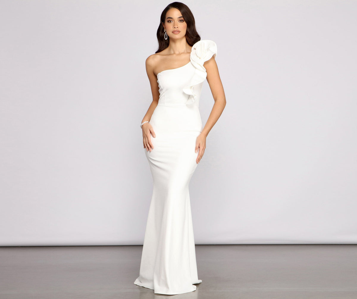 Diana Formal One Shoulder Ruffle Dress
