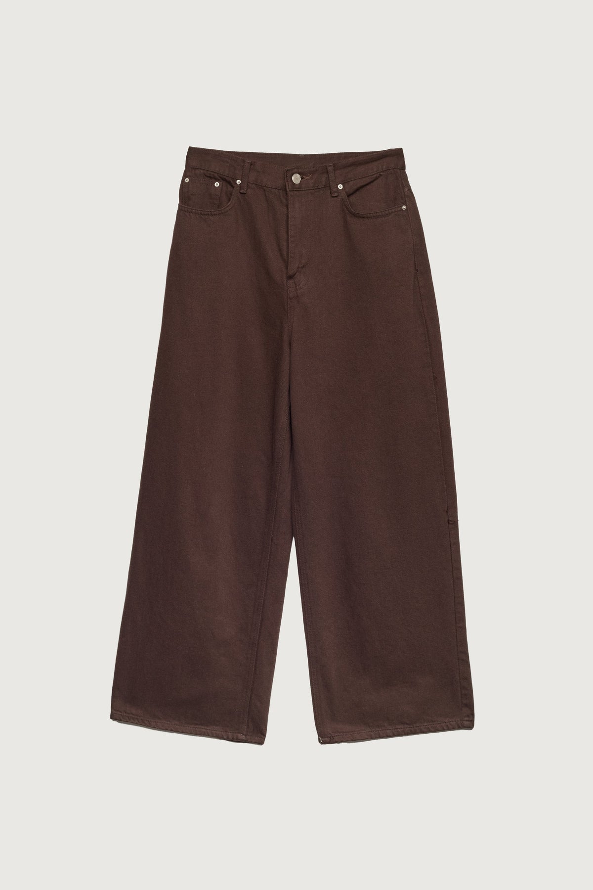 BROWN TWILL WIDE LEG PANT