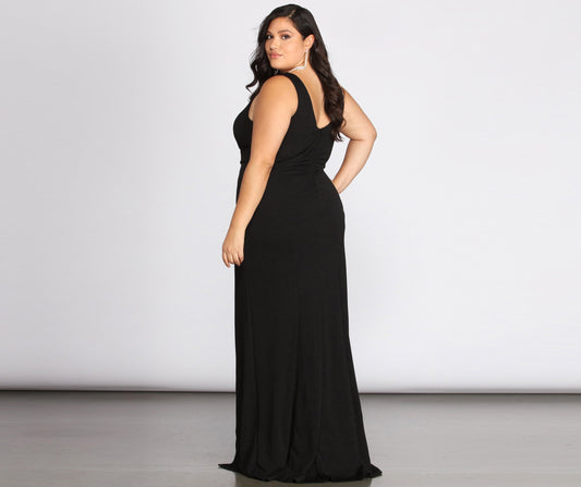 Plus Kaitlyn Formal High Slit Dress