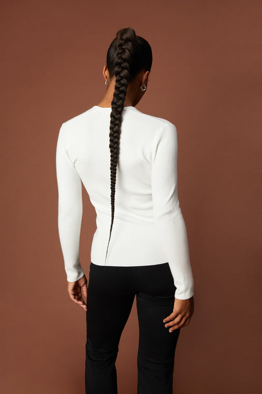 CUT-OUT NECK LONG SLEEVE TOP