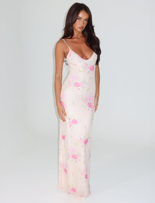 OSIRIS DRESS - PINK : FLORAL : WATER COLOUR FLORAL