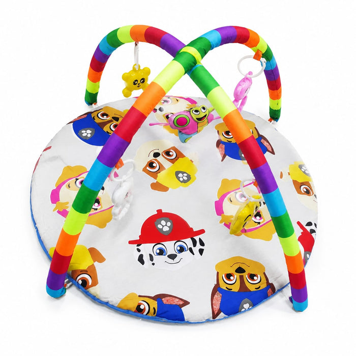 Baby Play Gym Mat with Hanging Toys for 0–12 Months - Grey Puppy | Infant Activity Play Mat