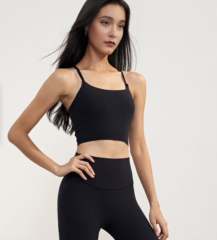 Crossed Back Spaghetti Strap Sports Bra for Women