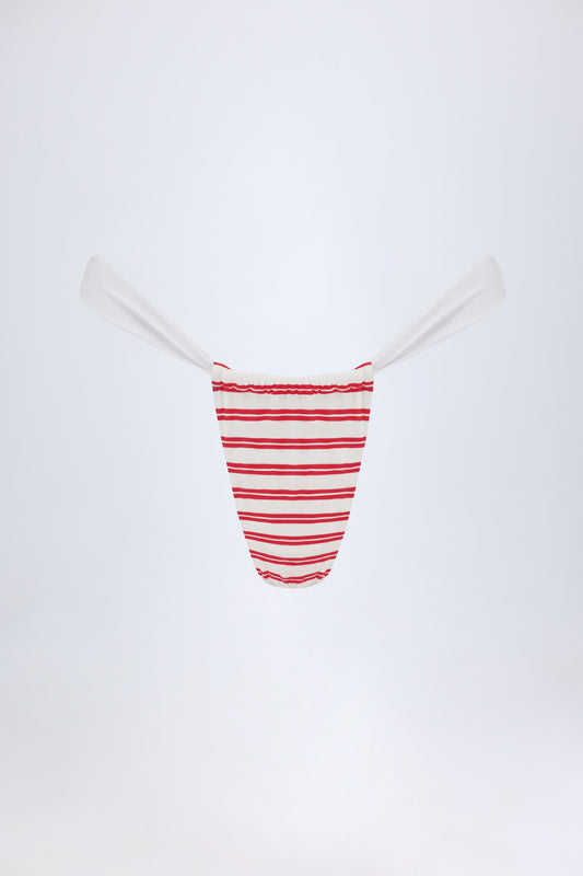 Ruched Cheeky Bikini Bottoms in Cherry Red