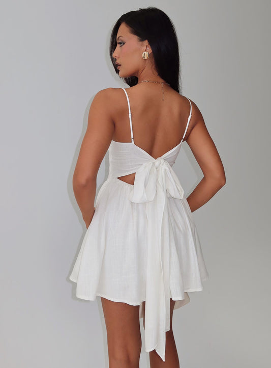 Angel Wings Tie Up Mini Dress White