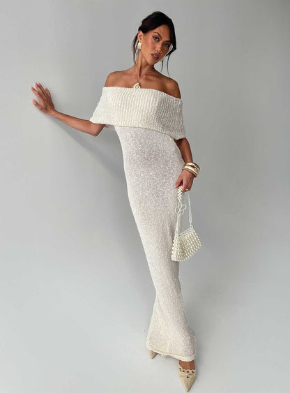 Nixen Strapless Knit Maxi Dress Cream