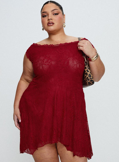 La Dolce Vita Lace Mini Dress Red
