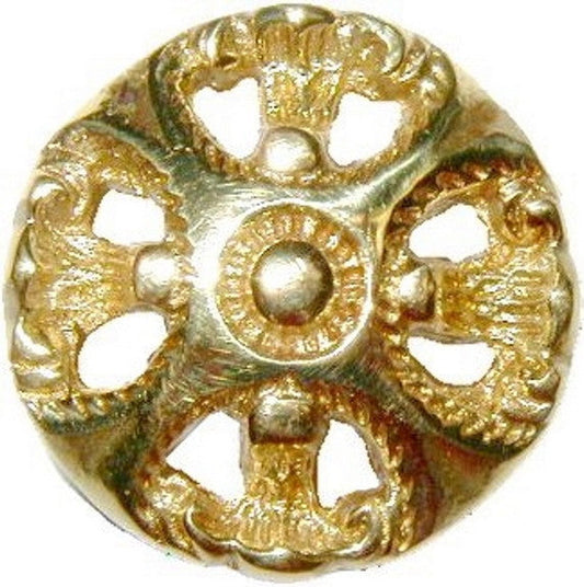 1-5/16" Victorian Style Knob Cast Brass with Stamped Brass Backplate - Annabel Bleu