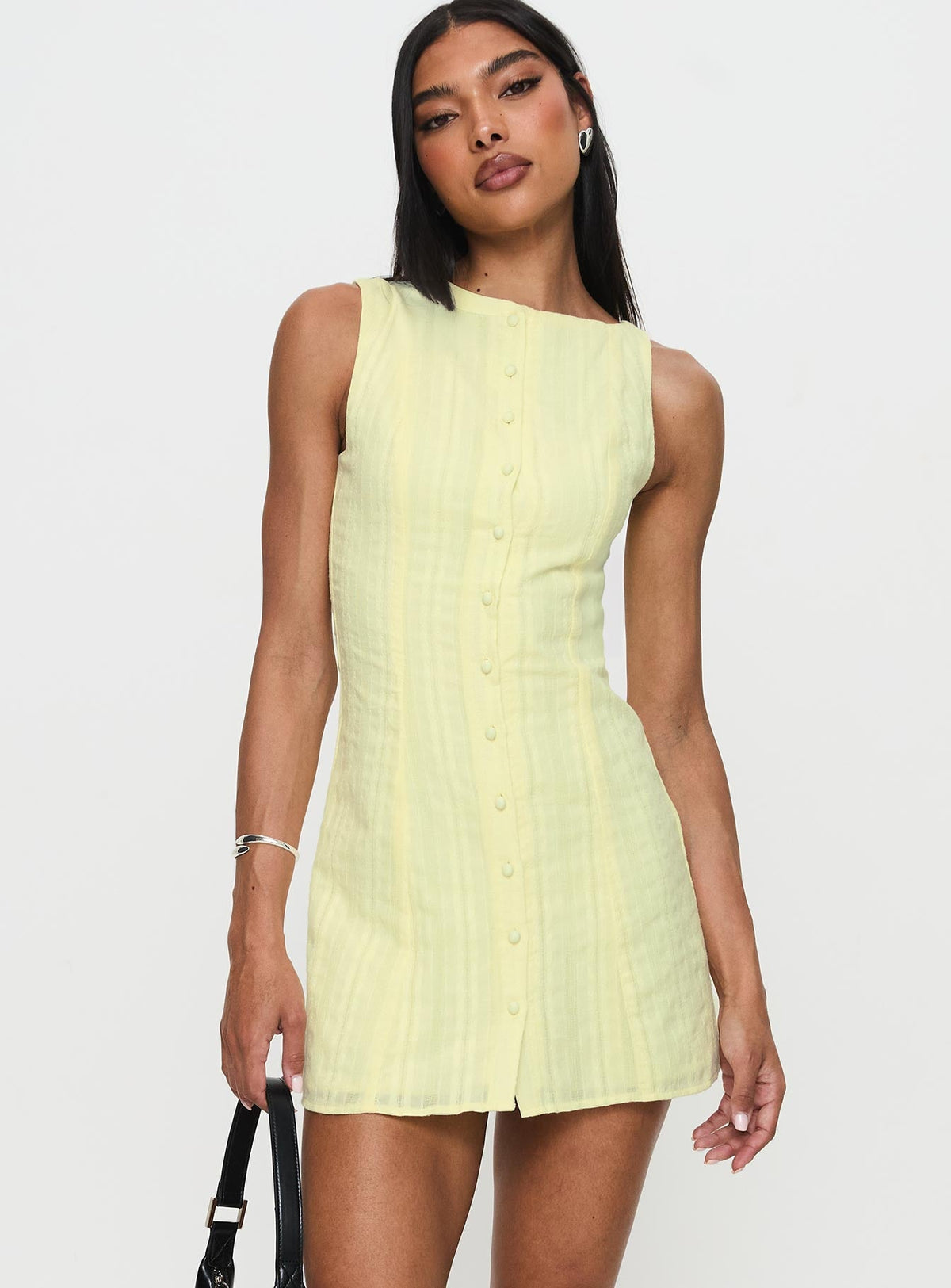 Mimsie Embroidered Mini Dress Lemon