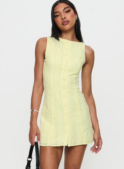 Mimsie Embroidered Mini Dress Lemon