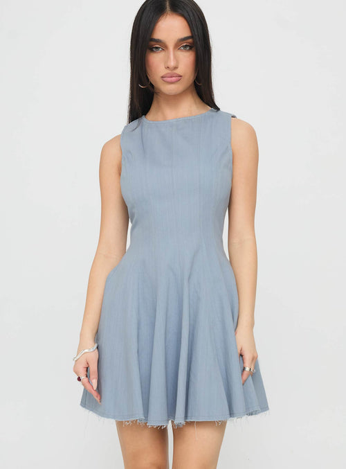 Composure Pleat Mini Dress Blue