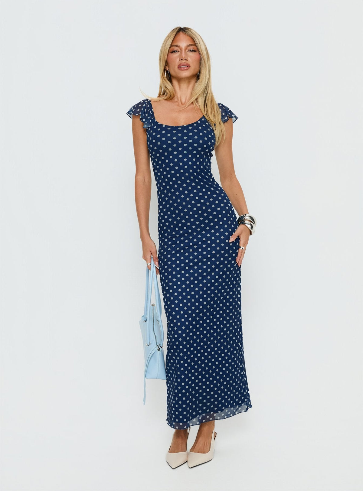 Sandberg Maxi Dress Blue Polka Dot