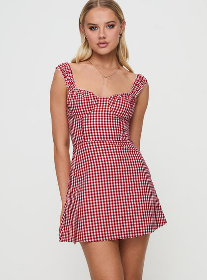 Faubert Mini Dress Red Gingham