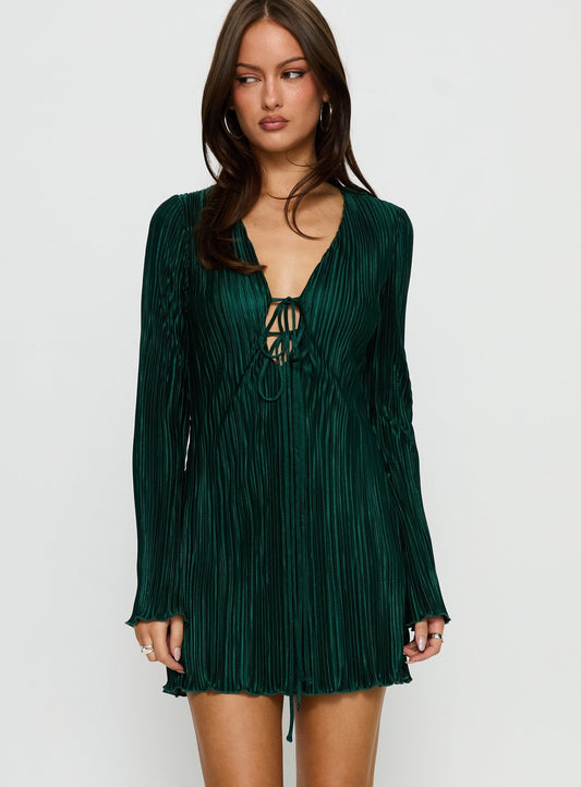 Malop Long Sleeve Mini Dress Emerald