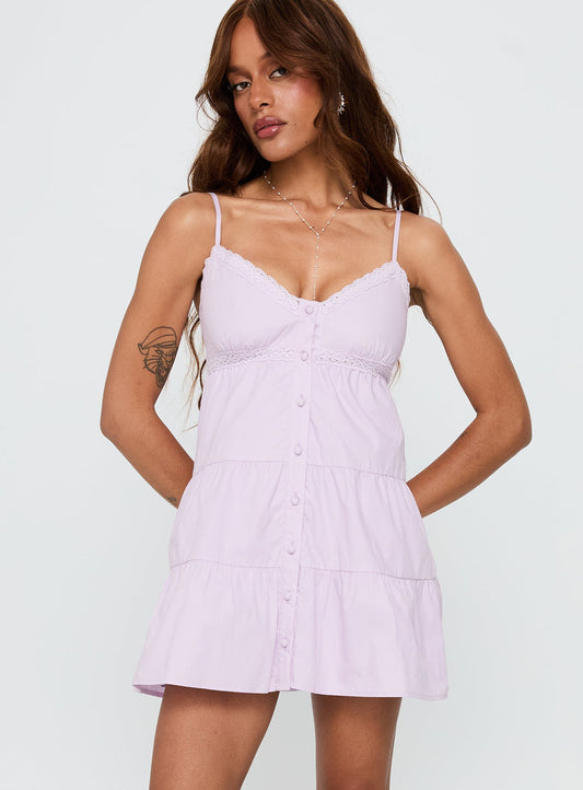 Tylie Tiered Mini Dress Lilac