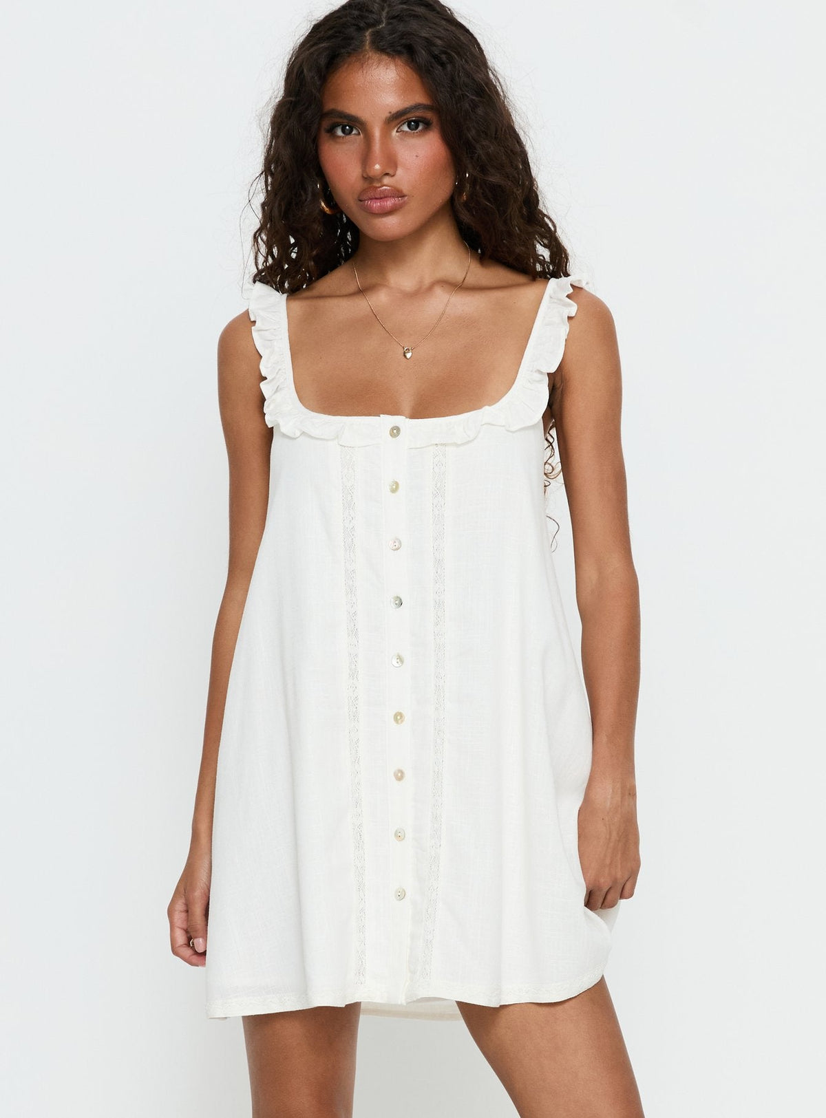 Malinda Babydoll Mini Dress White