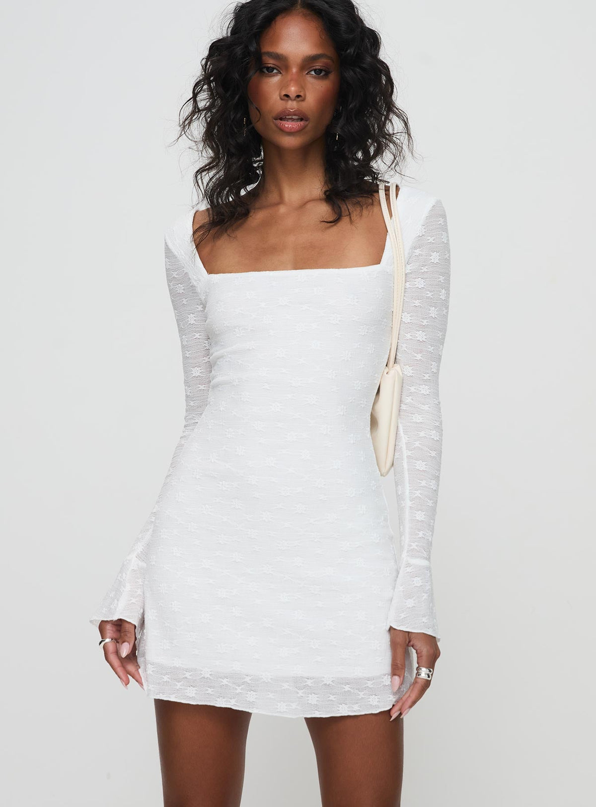 Lanchester Long Sleeve Mini Dress White