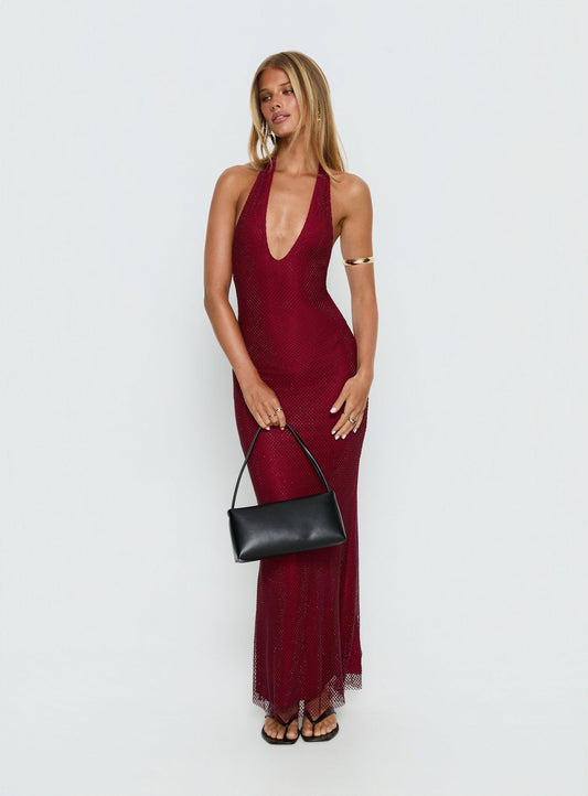 Earls Halter Maxi Dress Red