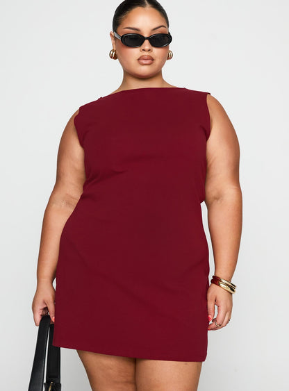 Zimmie Mini Dress Burgundy Curve