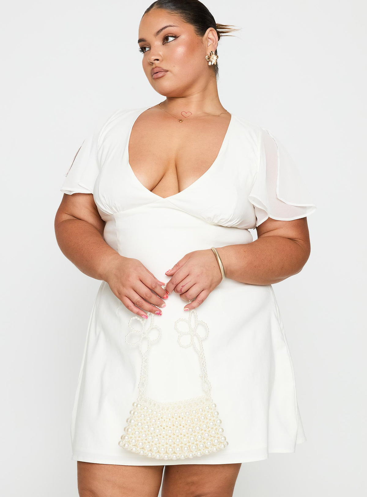 Florie Corset Mini Dress White Curve