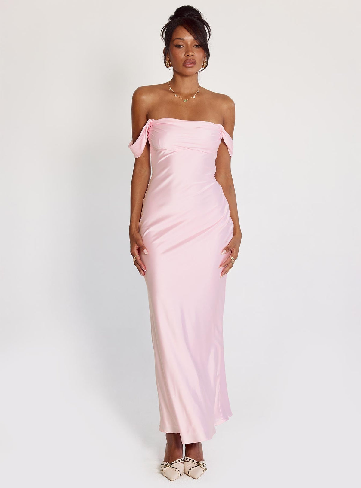 Azura Off The Shoulder Maxi Dress Pink