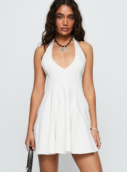 Out Of Nowhere Halter Mini Dress White
